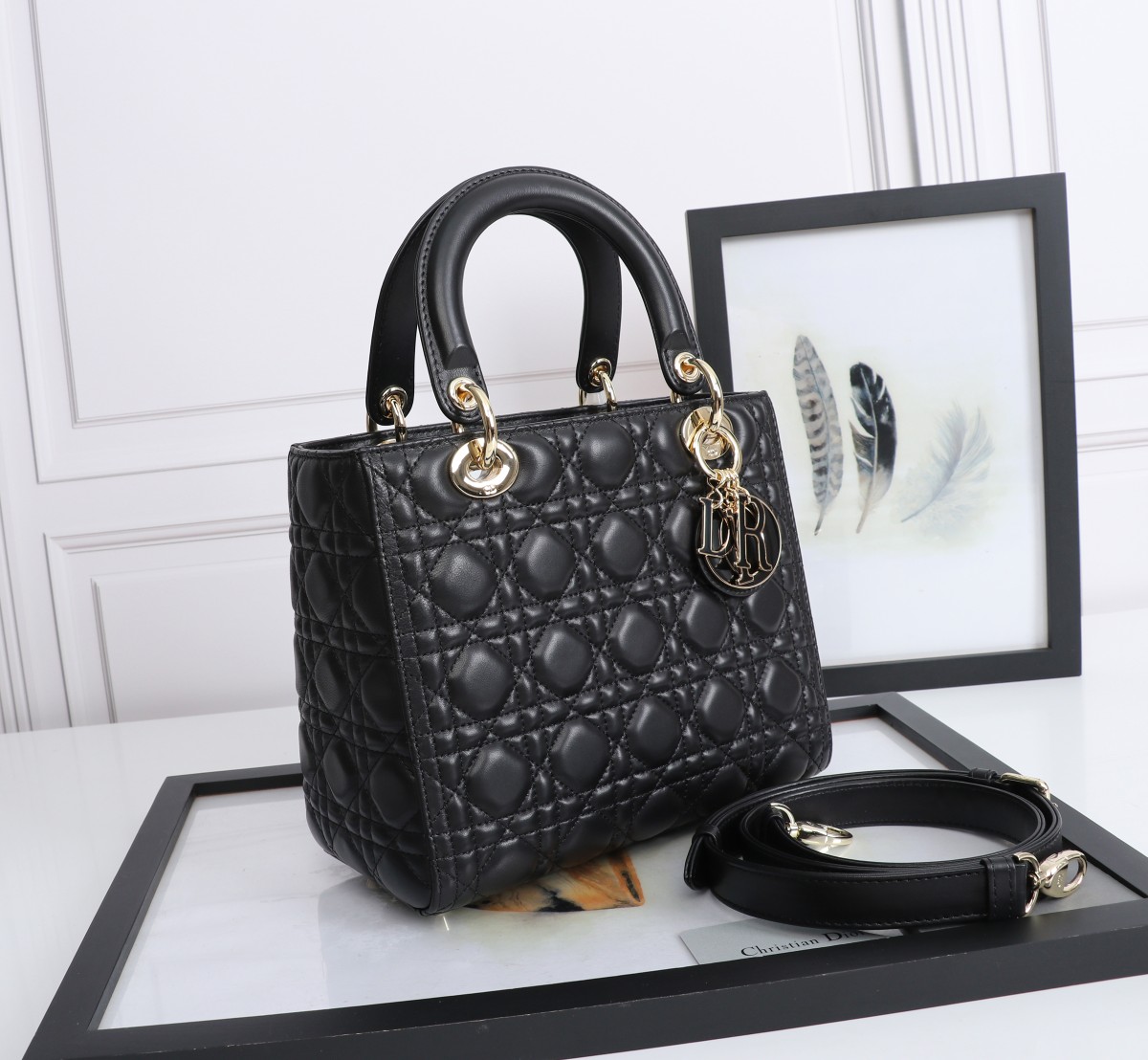 Medium Lady Dior Bag Black Cannage Lambskin